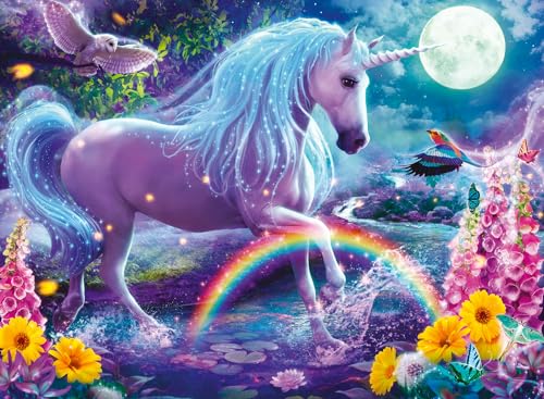 Ravensburger Glitter Unicorn 100 Piece Jigsaw Puzzle for Kids - 12980 - Every Piece is Unique, Pieces Fit Together Perfectly , 19 x 14 inches (49 x 36 cm).
