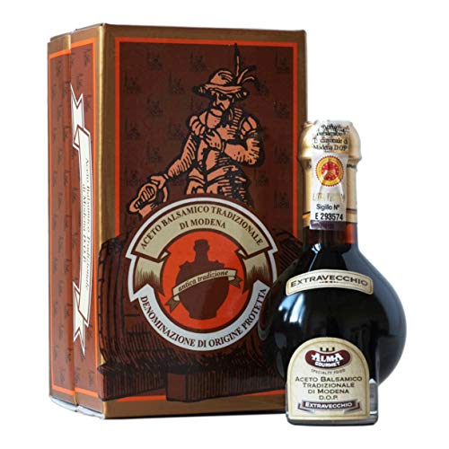 25 Year Aged Extravecchio Traditional Balsamic Vinegar of Modena D.O.P. | Original Aged Artisanal Italian Aceto Balsamico by Alma Gourmet | 3.4oz (100g) | Tic Doser Included