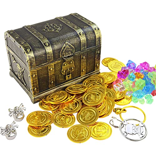 AEVBSOY Pirate Treasure Chest Toys Kids Storage Pirate Treasure Chest Adventurous Treasure Box with Lock Toy Treasure Chest Box for Kids Boys for Props Party Favors Decoration