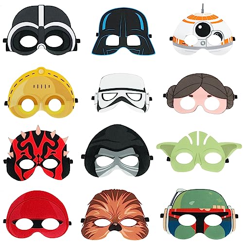 12pcs Baby Y0-da Party Masks - Galaxy Wars Theme Party Supplies for Boys and Girls Fans Birthday Party Dress up Props