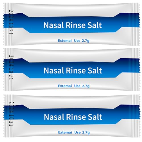 MAOEVER Neti Pot Salt Packets - 60 Individual Saline Packets for Nasal Wash | Neti Pot Refill Kit | Effective Nasal Irrigation | Sinus Care | Nasal Cleansing Solution(Light Blue)