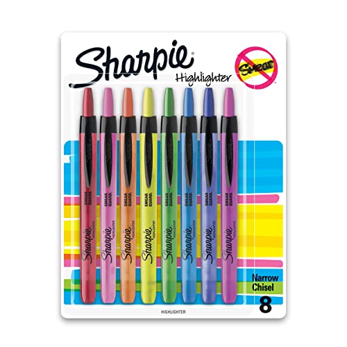 Sharpie Retractable Highlighters Chisel Tip Highlighters, Assorted Colors, 8 Count