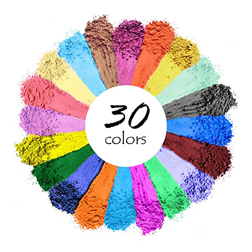 Mica Powder, 30 Color Pigment, Natural Cosmetic Grade Shimmer Mica Powder for Epoxy Resin/Bath Bombs/Candle/Soap/Lip Gloss/Slime.Soap Making Dye (30 Bag)