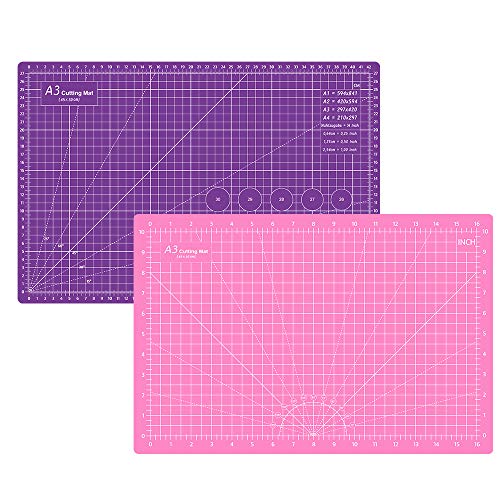 Headley Tools 18'x12' Thickened Self Healing Cutting Mat, A3 Rotary Cutting Sewing Mat for Crafts, Double Sided 5-Ply Table Cutting Board for Fabric Quilting Art Hobby Project, Pink/Purple