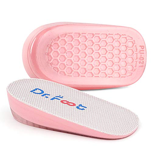 Dr. Foot's Height Increase Insoles, Heel Cushion Inserts, Heel Lift Inserts for Leg Length Discrepancies (1' Height) Pink