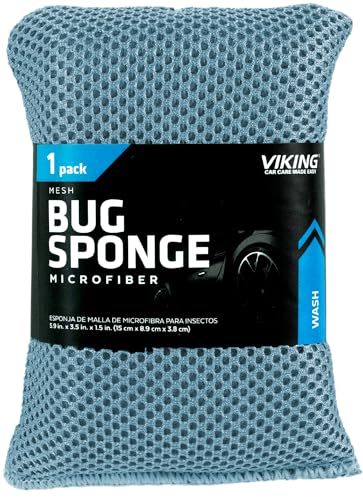 VIKING Mesh Bug Sponge, Cleaning Car Wash Sponge for Bugs and Tar, Colors Vary, 4 inch by 6 inch, 1 Pack