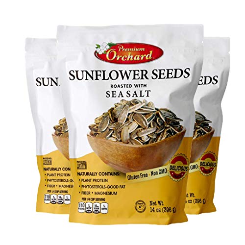 MIXED NUTS Roasted Sunflower Seeds by Premium Orchard - Original Lightly Salted Sunflower Seed In-Shell with Sea Salt Non GMO Gluten Free Snack Vegan KETO Friendly Snacks Low Carb Snack - 3 Bags