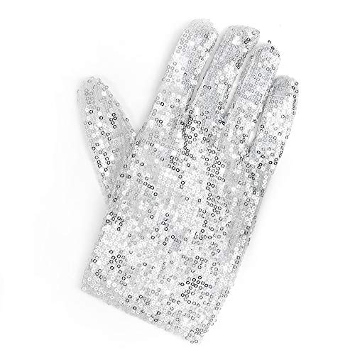 Skeleteen Michael Jackson Sequin Glove - White Right Handed Glove Costume Accessory - 1 Piece