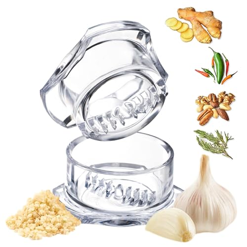 Nextrend Garlic Twister 4th Gen - Ginger, Herb, Nuts & More - Handheld Kitchen Mincer, BPA Free, Dishwasher Safe (Clear)