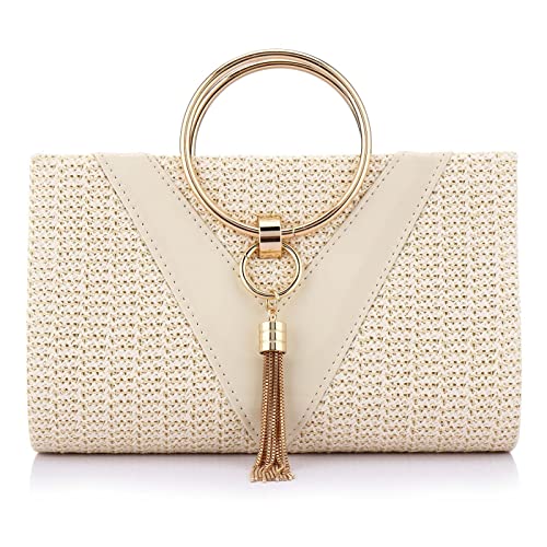 Women Straw Bag Crossbody Clutch Evening Clutch Purse Beach Shoulder Handbag