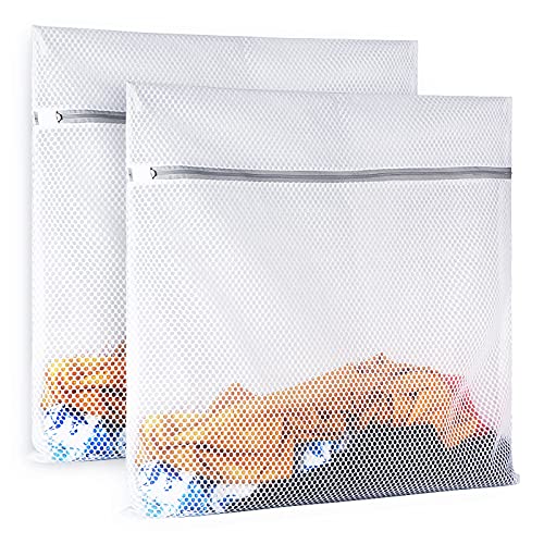2 Pack Mesh Laundry Bag-2XXL Oversize Delicates Laundry Bag-Extra Large Durable Laundry Wash Bag with New Honeycomb Mesh-Big Clothes,Household,Bed Sheet,Stuffed Toys, Curtain,Blanket,Bedcover,Sweater