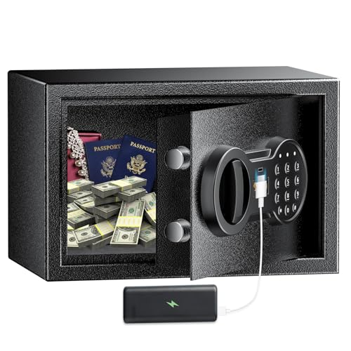 Bonsaii Safe Box, Money Safe Lock Box, Small Safes for Home, 0.26 Cubic Feet Hidden Lockbox with Electronic Keypad, Security Safe Steel Construction for Hotel Office Business, 6.73' x 10.24' x 6.73'