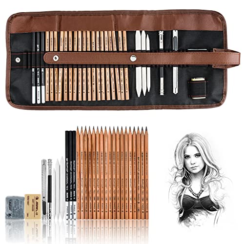 YunQiDeer Drawing Pencils, Art Supplies Sketch Pencils Kit for Kids Adults, Professional Charcoal Sketching Graphite Art Pencils Set