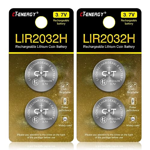 CT-ENERGY LIR2032 Rechargeable Batteries 3.7V with High Capacity 70mA Can Be Replacement of Rechargeable Coin Cell Lithium Batteries ML2032