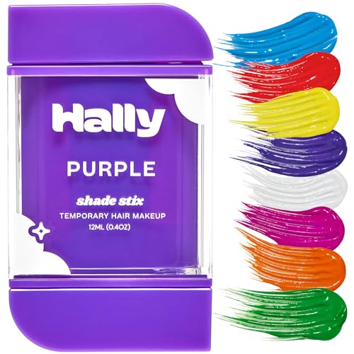HALLY Shade Stix | Purple | Temporary Hair Color for Kids & Adults | Ditch Messy Hair Spray Paint Chalk Wax & Gel | One-Day Wash-Out Hair Dye | Washable Safe | Purple Hair Makeup for Boys Girls