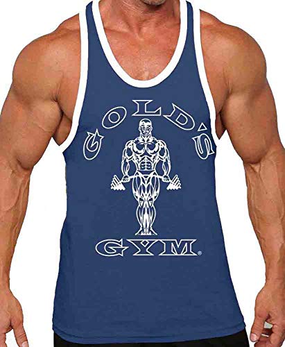 Gold's Gym Tank Top Ringer - Official Licensed - RT-1 (M, Navy/White)