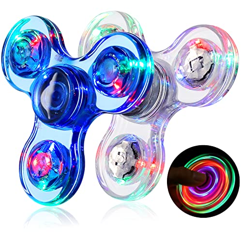 Gigilli Fidget Spinners 2 Pack, LED Light up Fidget Toys for Kids Adults, Glow in The Dark Fidget Toys for Teens Boys Girls Classroom Prizes for Kids 4-8-12, ADHD Stress Anxiety Relief Fidgets