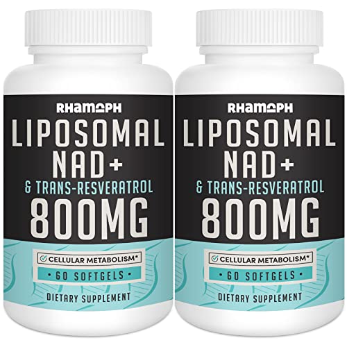 Rhamoph Liposomal NAD+ 800 mg with Trans-Resveratrol 300 mg, Max Absorption, Actual NAD+ Boosting Supplement for Healthy Aging, Cellular Energy, DNA Repair, Longevity - 120 Softgels