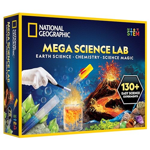 NATIONAL GEOGRAPHIC Mega Science Lab - Science Kit for Kids with 75 Easy Experiments, Featuring Earth Science, Chemistry Set, and Science Magic STEM Projects for Boys and Girls (Amazon Exclusive)