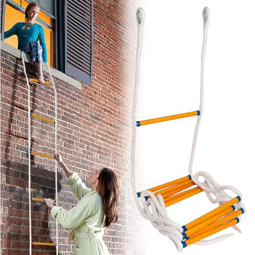 Fire Escape Ladder 2-3 Story, 16 FT Emergency Escape Ladders, Portable Rescue Rope Ladder for 2-3 Story Home Window Balcony Railing Treehouse, Weight Capacity up to 2000 Pounds