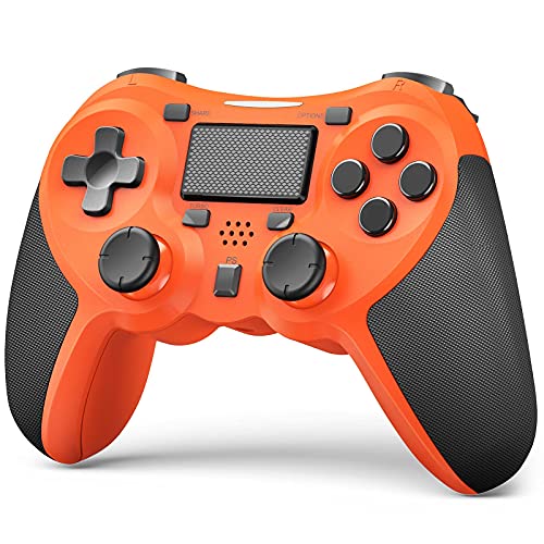 TERIOS Wireless Controllers Compatible with Play-Station 4 Game Controllers for PS-4 Pro, PS-4 Slim-Built-in Speaker - Stereo Headset Jack Multitouch Pad - Rechargeable Lithium Battery (Orange)