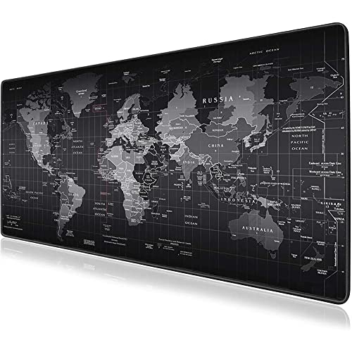 WESAPPINC World Map Gaming Mouse Pad with Stitched Edges Non-Slip Rubber Base Extended XXL Mousepad for Computer PC Keyboard Laptop