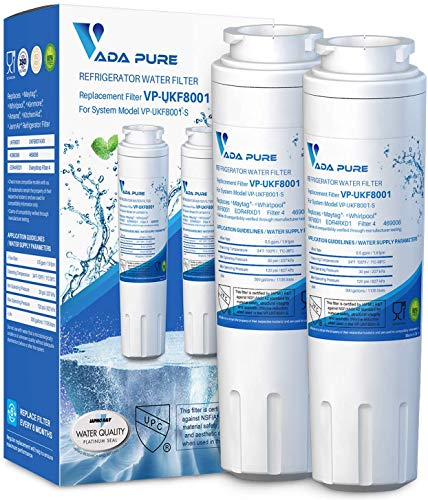 Vada Pure UKF8001 Replacement Water Filter,Whirlpool Filter 4, Everydrop EDR4RXD1, FMM-2, Maytag UKF8001AXX-200, 9084, 4396395, MPF15090, WF-UKF8001, WF295,SGF-M9, Puriclean II, RWF0900A - Pack of 2