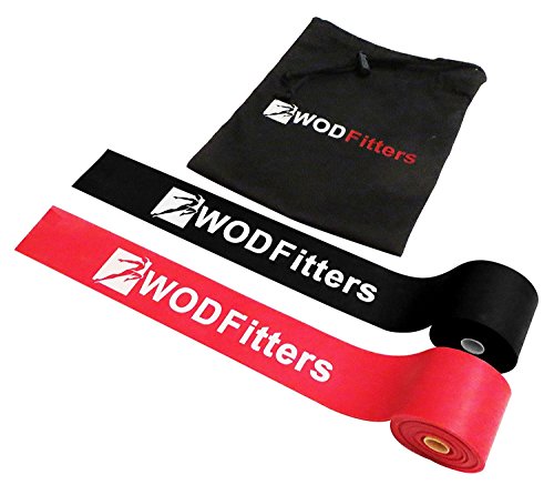 Floss Bands for Muscle Compression Tack & Flossing, Mobility & Recovery WODs - 2 Pack with Carrying Case (Black - Red Combo, 2 Pack)