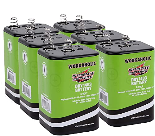 Interstate Batteries 6V HD Lantern Flashlight Battery (6-Pack) 6 Volt 7000 mAH Square Shape Beam Light (Spring Terminals) Camping, Hiking, Household, Lamps, Outdoors (DRY1403)