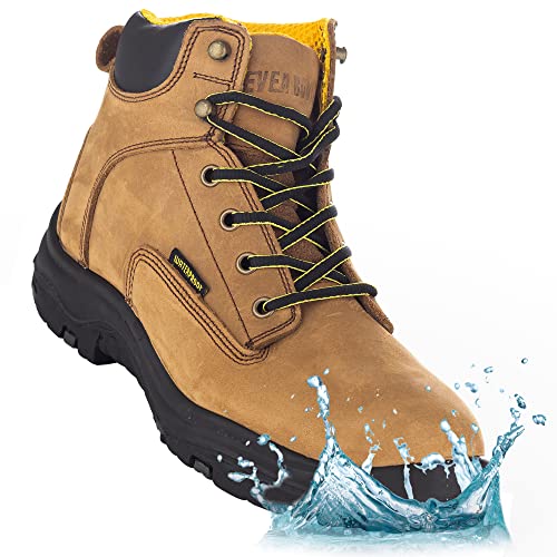 Ever Boots Men's Premium Leather Waterproof Work Boots Insulated Rubber Outsole for Hiking (8.5 D(M), COPPER)