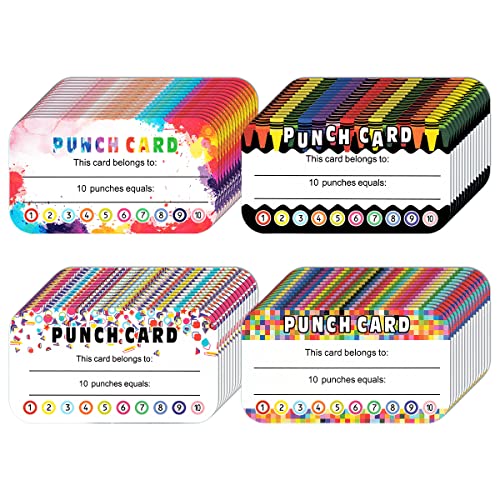 320 Pieces Punch Cards Incentive Student Reward Card Awards Loyalty Cards for Classroom Kids Behavior Teachers Students Business punch 3.5 x 2 Inch（4 Styles）