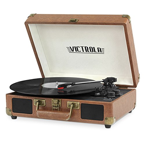 Victrola Vintage 3-Speed Bluetooth Portable Suitcase Record Player with Built-in Speakers | Upgraded Turntable Audio Sound|Brown, Model Number: VSC-550BT-BRW