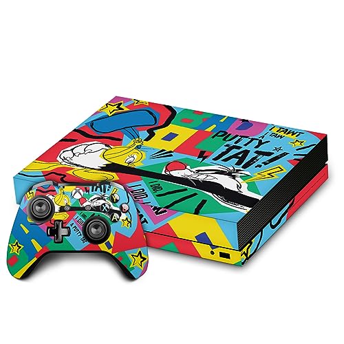 Head Case Designs Officially Licensed Looney Tunes Tweety and Sylvester Graphics and Characters Vinyl Sticker Gaming Skin Decal Cover Compatible with Xbox One X Console and Controller Bundle