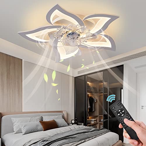 Bevenus Low Profile Ceiling Fan with Lights,110v Modern Dimmable Flower Shape, Remote Control/app Control,Timing 3 Gear Speeds Fan Ceiling Lamp.