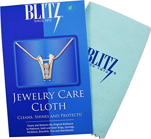 Blitz Premium XL 2-Ply Jewelry Cleaning and Polishing Cloth with Tarnish Inhibitor for Gold, Silver, and Platinum, Made in the USA, Nontoxic and Environmentally Friendly, 1-Pack, Blue