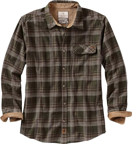 Legendary Whitetails Men's Long Sleeve Plaid Flannel Shirt with Corduroy Cuffs, Forest Plaid, Large