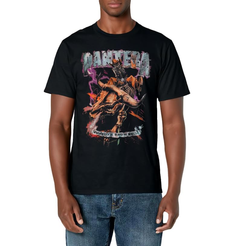 Pantera Official Cowboys From Hell Riding Skeleton Short Sleeve T-Shirt