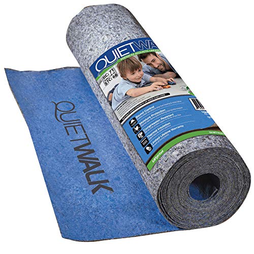 'QuietWalk Laminate and Floating Wood Flooring Underlayment with Attached Vapor Barrier- Sound Reduction, Compression Resistant, Moisture Protection 6'Wx60'L Roll (Covers 360 sq. ft) QW360B1LT'