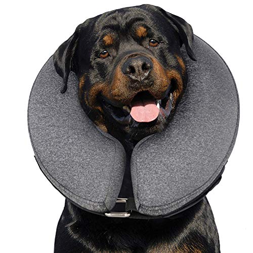 MIDOG Dog Cone Collar, Inflatable Dog Neck Donut Collar Alternative After Surgery, Soft Protective Recovery Cone for Small Medium Large Dogs and Cats Puppies - Alternative E Collar (Gray, XL)