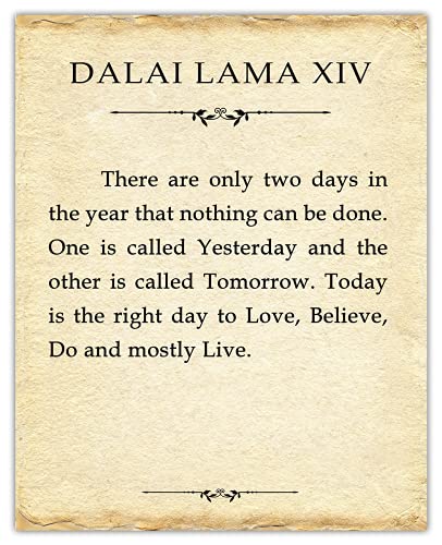 Motivational Wall Art Office Decor for Men & Women: 'Two Days in a Year' Dalai Lama 8x10 Inspirational, Motivational Poster & Positive Affirmations Wall Decor for Kids