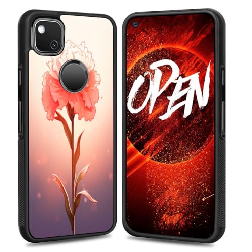 DAFEI Phone Case Compatible with Google Pixel 4a Tire Case Carnation-aa56 Black Frame Shockproof and Slim Rubber TPU Material with Uniqe Design