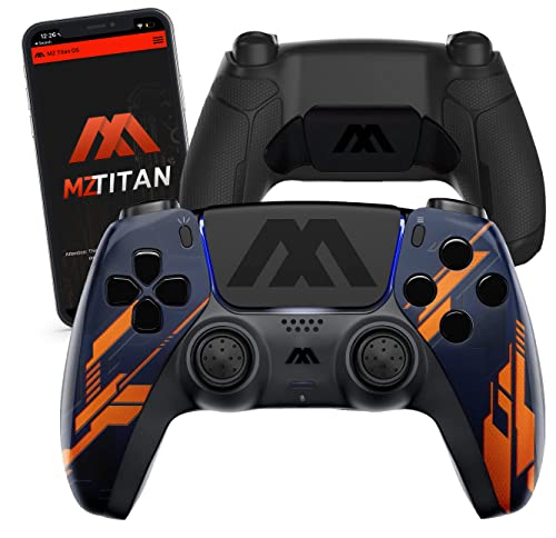 MODDEDZONE Smart Extreme Modded Controller + Anti Recoil 2 Remap Buttons & Interchangeable Thumbsticks & Hair Triggers, Tactical Buttons Compatible with PS5 Custom Controller PC (Orange Mecha)