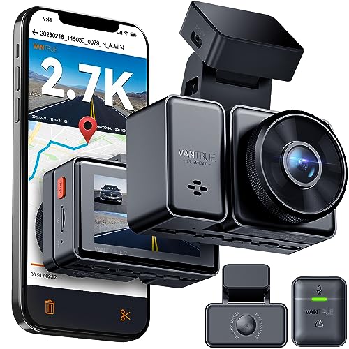 Vantrue E2 Dash Cam Front and Rear with Voice Control, 2.7K + 2.7K Dual Dash Camera for Cars, WiFi, GPS, STARVIS Night Vision, Buffered Parking Mode, G-Sensor, 2.45' IPS, 160°, WDR, Support 512GB
