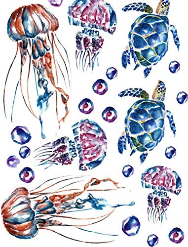 Sea Blue Turtles - 85859 - Ceramic Decal - Enamel Decal - Glass Decal - Waterslide Decal - 3 Different Size Sheet (Images) to Choose from. Choose Either Ceramic (Enamel) or Glass Fusing Decals