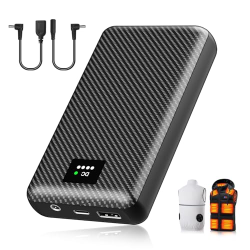 YMTHE 7.4V Heated Vest Cooling Vest Battery Pack, 30000mAh Portable Charger with DC and USB Output Ports for Cooling Fan Jacket