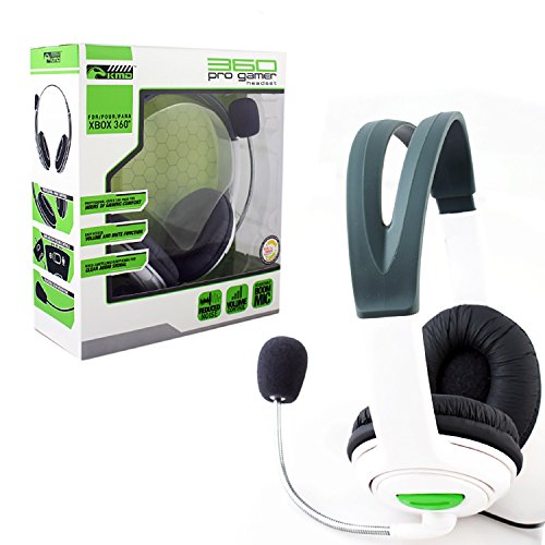 KMD Xbox 360 Wired Pro Gamer Headset White for Microsoft Xbox 360 Controller