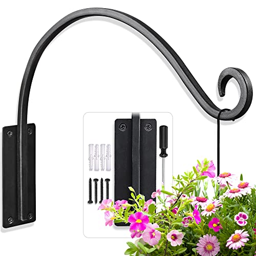Qiang Ni Heavy-Duty Plant Hanger Outdoor: Hanging Plant Hook for Outside Basket - 16-Inch Wall Mount Plant Bracket for Bird Feeder