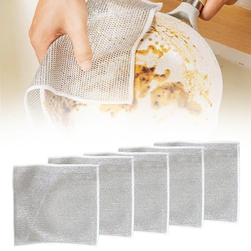 Upgraded Multipurpose Wire Dishwashing Rags for Wet and Dry, 2024 New Non Scratch Wire Dishcloth Scrubbing Wire Dishwashing Rags, Wire Washing Cloth Dish Rags for Washing Dishes Household Supplies