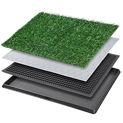 Dog Grass Pet Loo Indoor/Outdoor Portable Potty, Artificial Grass Patch Bathroom Mat and Washable Pee Pad for Puppy Training, Full System with Trays (Pet Training Tray, 20'x16')
