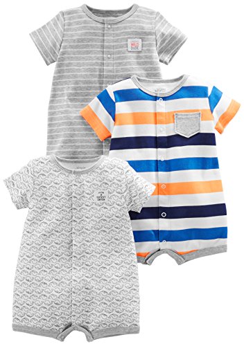 Simple Joys by Carter's Baby 3-Pack Snap-up Rompers, Mini Stripe/Stripe/Whale, 3-6 Months